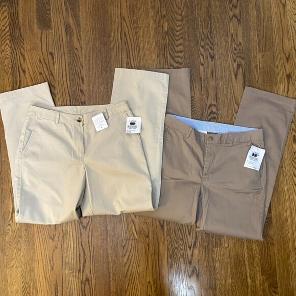 lot of (2) L.L. Bean Favorite Fit pants (Dark Sable) & Khaki 6R NWT women's - Picture 3 of 10
